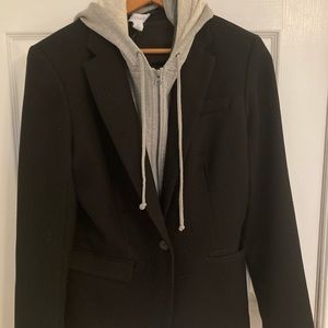 Blazer with removable mock hoodie